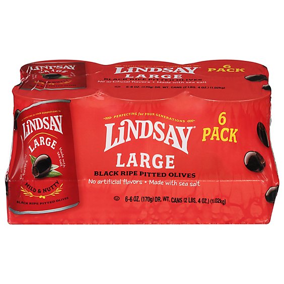 Lindsay Olives Large Pitted Ripe Value Pack - 6-6 OZ