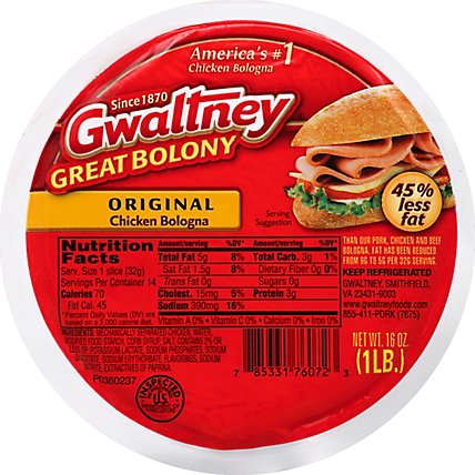 Gwaltney Great Chicken Bologna - 16 OZ - Image 2