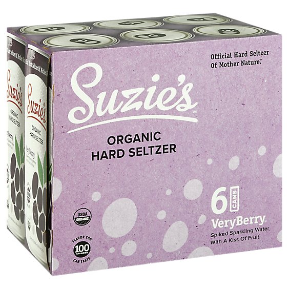 Suzies Organic Hard Seltzer Veryberrypac In Cans - 6-12 FZ