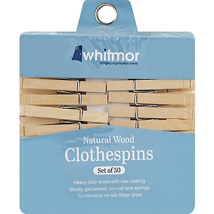 Whitmor Clothespins Wood Heavy Duty - 50 Count - Image 2