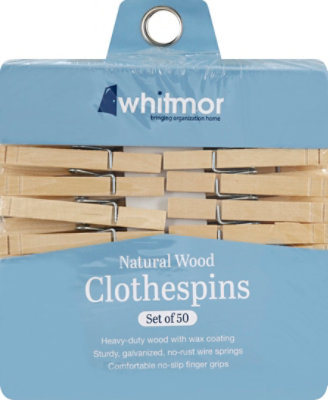 Whitmor Clothespins Wood Heavy Duty - 50 Count - Image 2