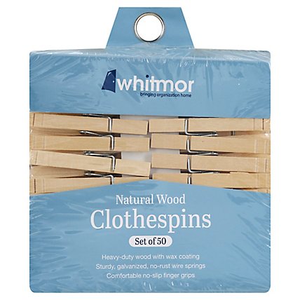 Whitmor Clothespins Wood Heavy Duty - 50 Count - Image 1