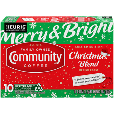Community Coffee Christmas Blend Medium Roast Single Serve Keurig K-Cup Pods - 10 Count