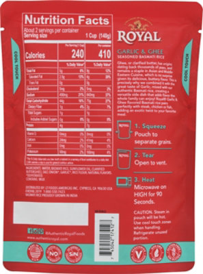 Royal Rice Ready To Heat Seasoned Basmati Garlic & Ghee - 8.5 Oz - Image 6