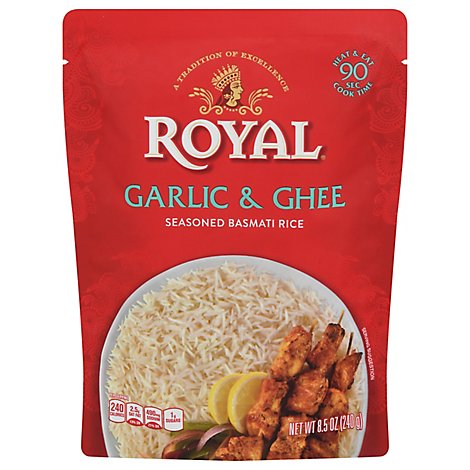 Royal Rice Ready To Heat Seasoned Basmati Garlic & Ghee - 8.5 Oz