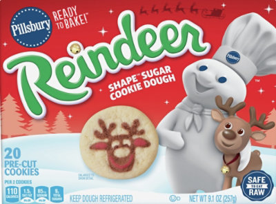 Pillsbury Ready To Bake Reindeer Shape Cookie Dough 20 Count - 9.1 OZ - Image 2