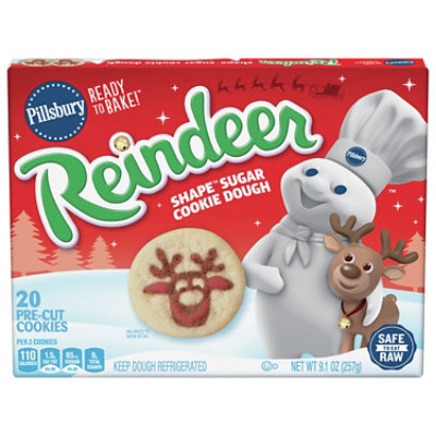 Pillsbury Ready To Bake Reindeer Shape Cookie Dough 20 Count - 9.1 OZ