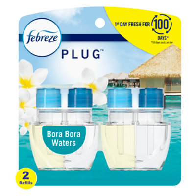 Febreze Plug Air Freshener Scented Oil Refill Bora Bora Waters 2 Count - 1.75 FZ