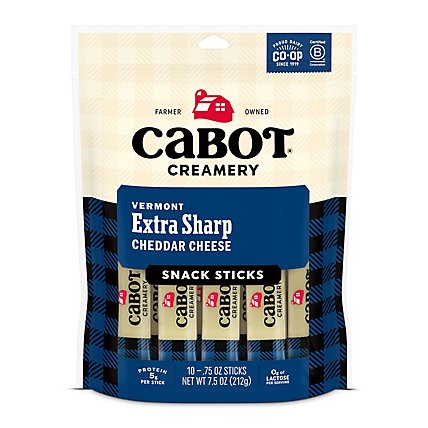 Cabot Creamery Cheese Snack Sticks Cheddar Vermont Extra Sharp - 10-0.75 Oz - Image 1