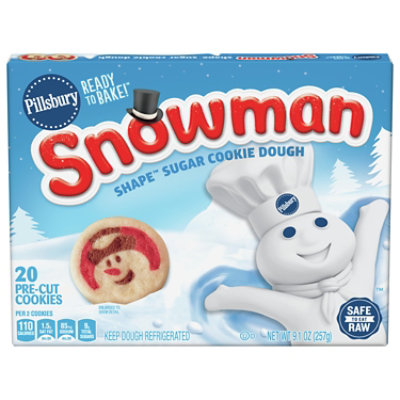 Pillsbury Ready To Bake Snowman Shape Sugar Cookie Dough - 9.1 OZ