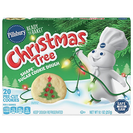 Pillsbury Ready To Bake Christmas Tree Shape Cookie Dough - 9.1 OZ
