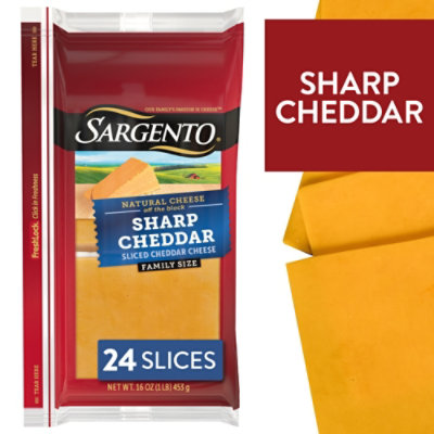 Sargento Sliced Sharp Natural Cheddar Cheese - 24 Count - Image 1