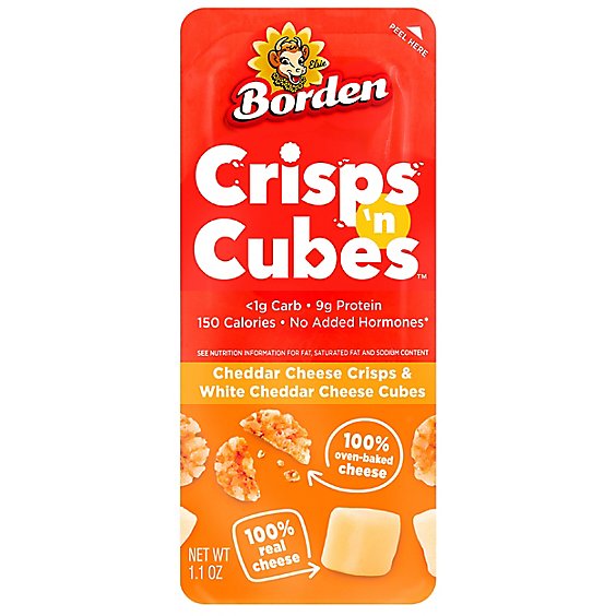 Borden Cracker White Cheddar Cheese Cubes & Cheddar Cheese Crips - 1.1 Oz