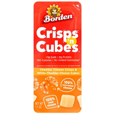 Borden Cracker White Cheddar Cheese Cubes & Cheddar Cheese Crips - 1.1 Oz