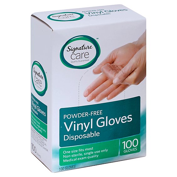 Signature Care Vinyl Gloves One Size - 100 CT