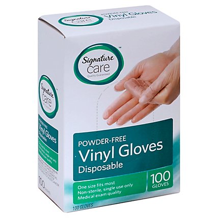 Signature Care Vinyl Gloves One Size - 100 CT - Image 1
