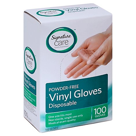 Signature Care Vinyl Gloves One Size - 100 CT