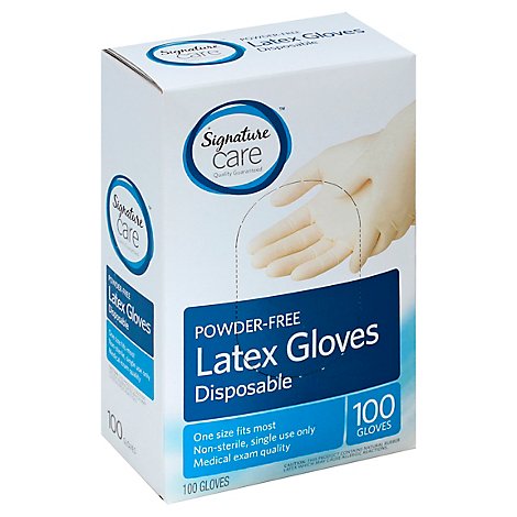 Signature Care Latex Gloves One Size - 100 CT