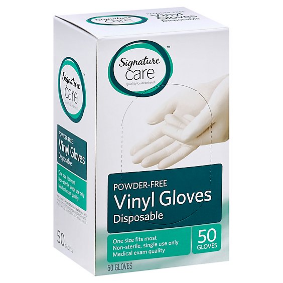 Signature Care Vinyl Powder Free Gloves - 50 CT