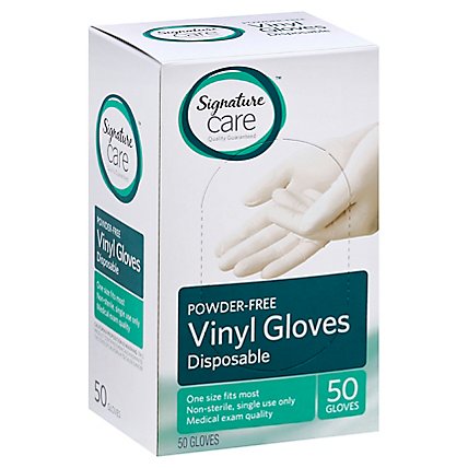 Signature Care Vinyl Powder Free Gloves - 50 CT - Image 1