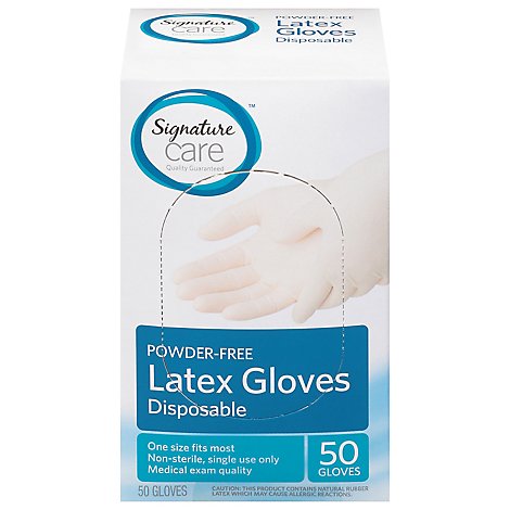 Signature Care Latex Gloves Powder Free - 50 CT