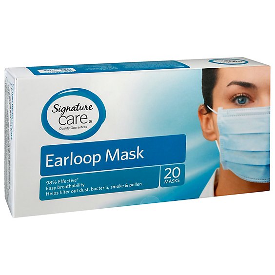 Signature Care First Aid Ear Loop Masks - 20 Count