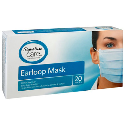 Signature Select/Care First Aid Ear Loop Masks - 20 Count