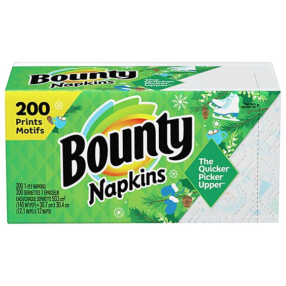 Bounty Napkins 1 Ply Winter Prints - 200 Count