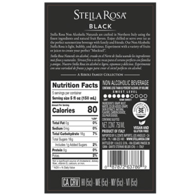 Stella Rosa Natural Black Non Alcoholic Wine - 750 Ml - Image 5