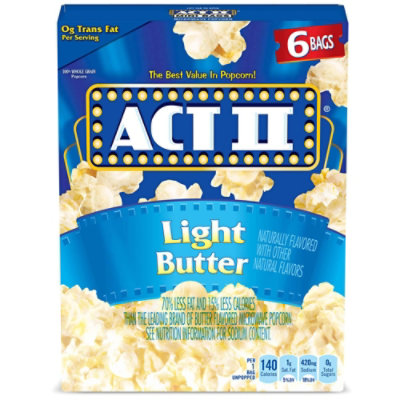 Act II Light Butter Microwave Popcorn - 6-2.75 Oz - Image 1