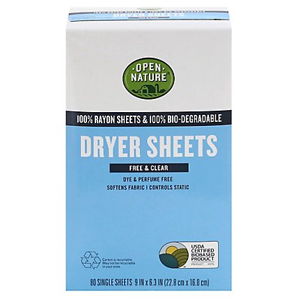 Open Nature Dryer Sheets Free & Clear - 80 CT - Image 3