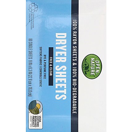 Open Nature Dryer Sheets Free & Clear - 80 CT - Image 5