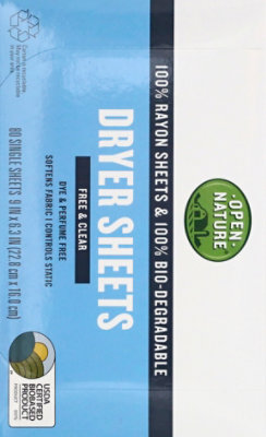 Open Nature Dryer Sheets Free & Clear - 80 CT - Image 5