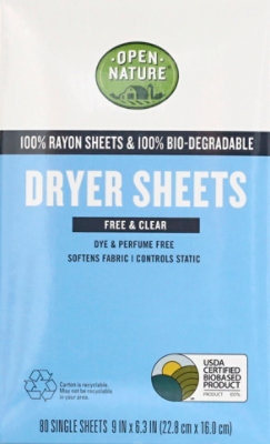 Open Nature Dryer Sheets Free & Clear - 80 CT - Image 2