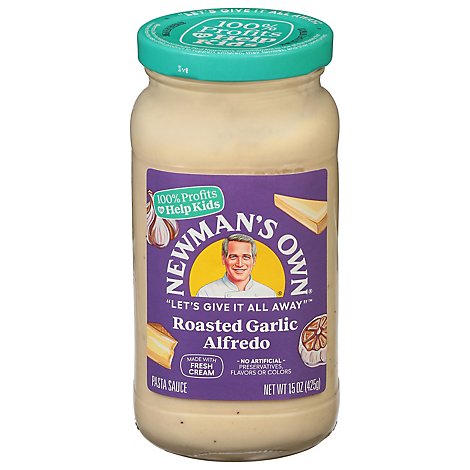 Newmans Own Pasta Sauce Alfredo Roasted Garlic - 15 Oz