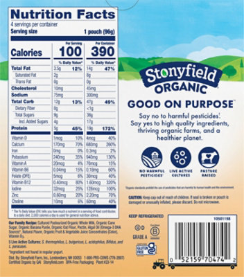 Stonyfield Organic YoBaby Banana & Oat Whole Milk Baby Yogurt Pouches - 4 Count - Image 6