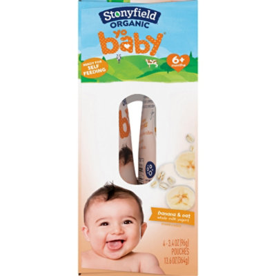 Stonyfield Organic YoBaby Banana & Oat Whole Milk Baby Yogurt Pouches - 4 Count - Image 4