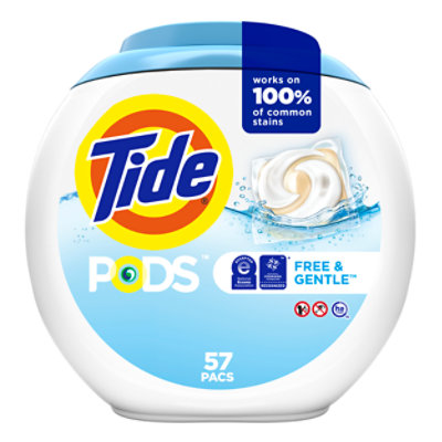 Tide PODS Free and Gentle Unscented Laundry Detergent Pacs - 57 Count ...