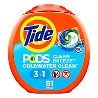 Tide PODS Liquid Laundry Detergent Pacs Clean Breeze - 81 Count - Image 1