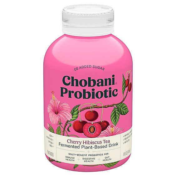 Chobani Probiotic Cherry Hibiscus Tea Plant Based Drink - 14 Fl. Oz.