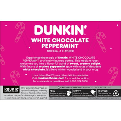 Dunkin White Chocolate Peppermint Artificially Flavored Coffee K-Cup Pods - 10 Count - Image 8