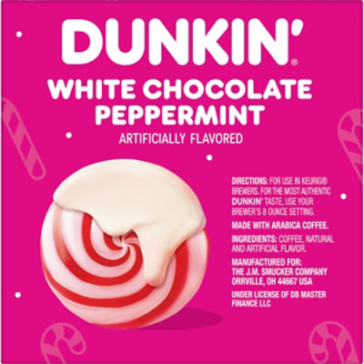 Dunkin White Chocolate Peppermint Artificially Flavored Coffee K-Cup Pods - 10 Count - Image 5