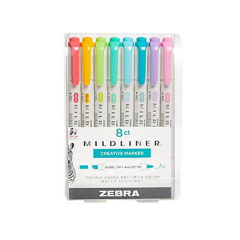 Zebra Pen Double Ended Highlighter Assorted 8pk - EA