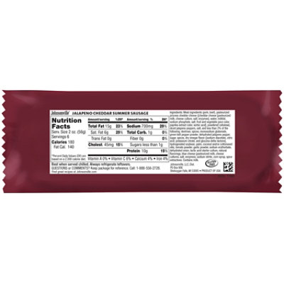 Johnsonville Pork & Beef Summer Sausage Jalapeno Cheddar - 12 OZ - Image 2