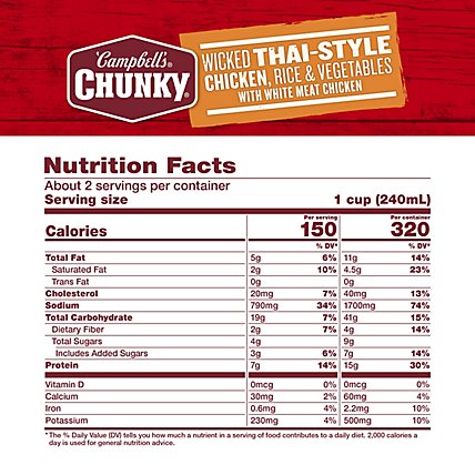 Campbells Chunky Wicked Thai Style Chicken W/rice & Vegetables - 18.6 OZ - Image 5