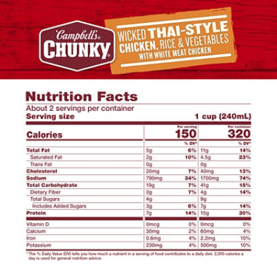 Campbell's Chunky Wicked Thai Style Chicken with Rice and Vegetables Soup - 18.6 Oz - Image 4