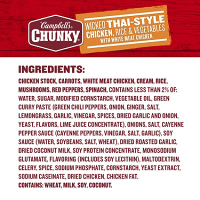 Campbell's Chunky Wicked Thai Style Chicken with Rice and Vegetables Soup - 18.6 Oz - Image 5