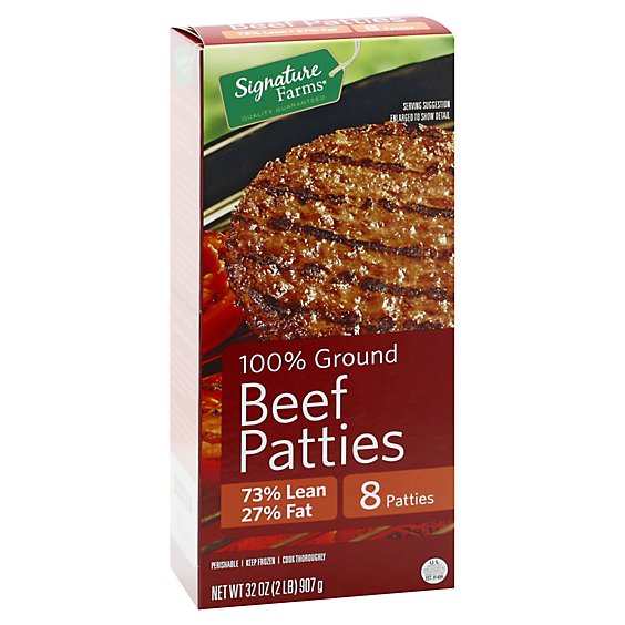 Signature Farms Beef Patties Ground 73%lean - 2 LB