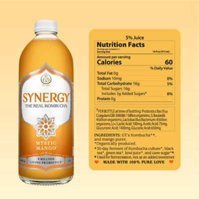 Synergy The Real Kombucha Mystic Mango - 48 Fl. Oz. - Image 6