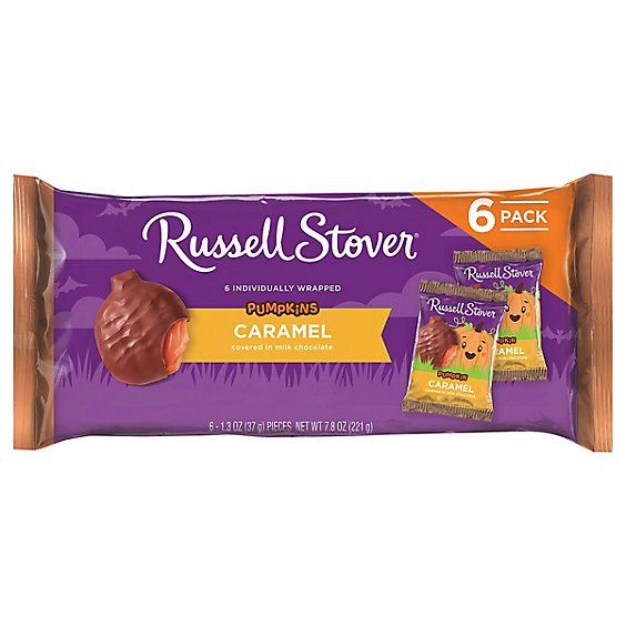Russell Stover Milk Chocolate Caramel Pumpkins - 6 Count